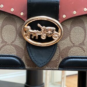 Coach Signature Canvas and Pink Leather Bag